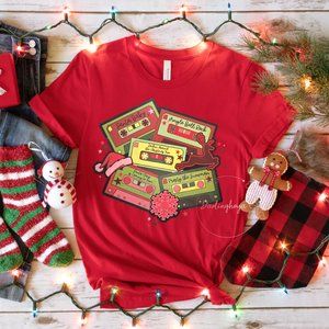 Classic Christmas Music Tapes Unisex Graphic Crew Neck Short Sleeve T-shirt